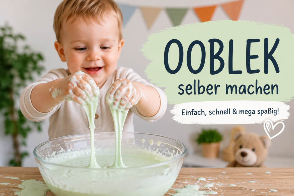 Kleinkind spielt mit selbst gemachtem Oobleck in einer Schüssel und entdeckt die besondere Konsistenz der sensorischen Spielmasse.