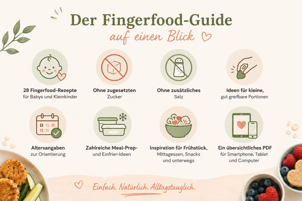 Übersicht zum Herzenswissen Fingerfood-Guide mit 28 Rezepten für Babys und Kleinkinder